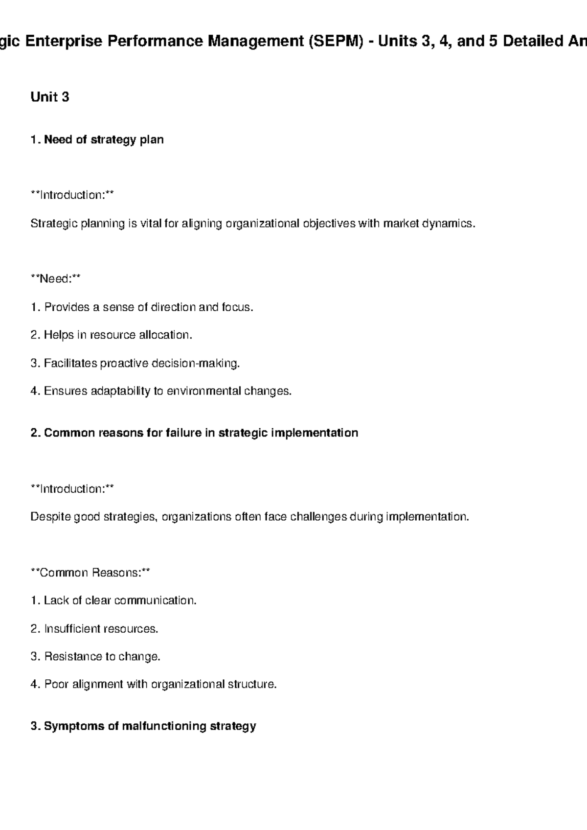 SEPM Units 3 to 5 Detailed Answers - Detailed Answers Unit 3 Need of ...