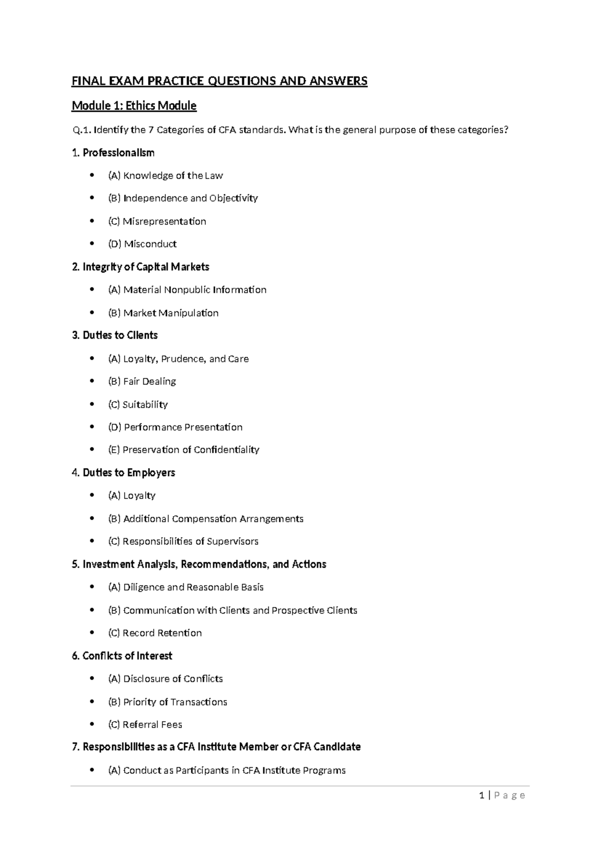 FIN2001 6 Final Exam Practice: Questions & Answers Overview - Studocu