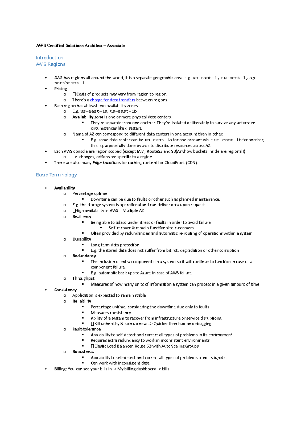 AWS Certified Solutions Architect – Associate Study Notes v01 - Studocu