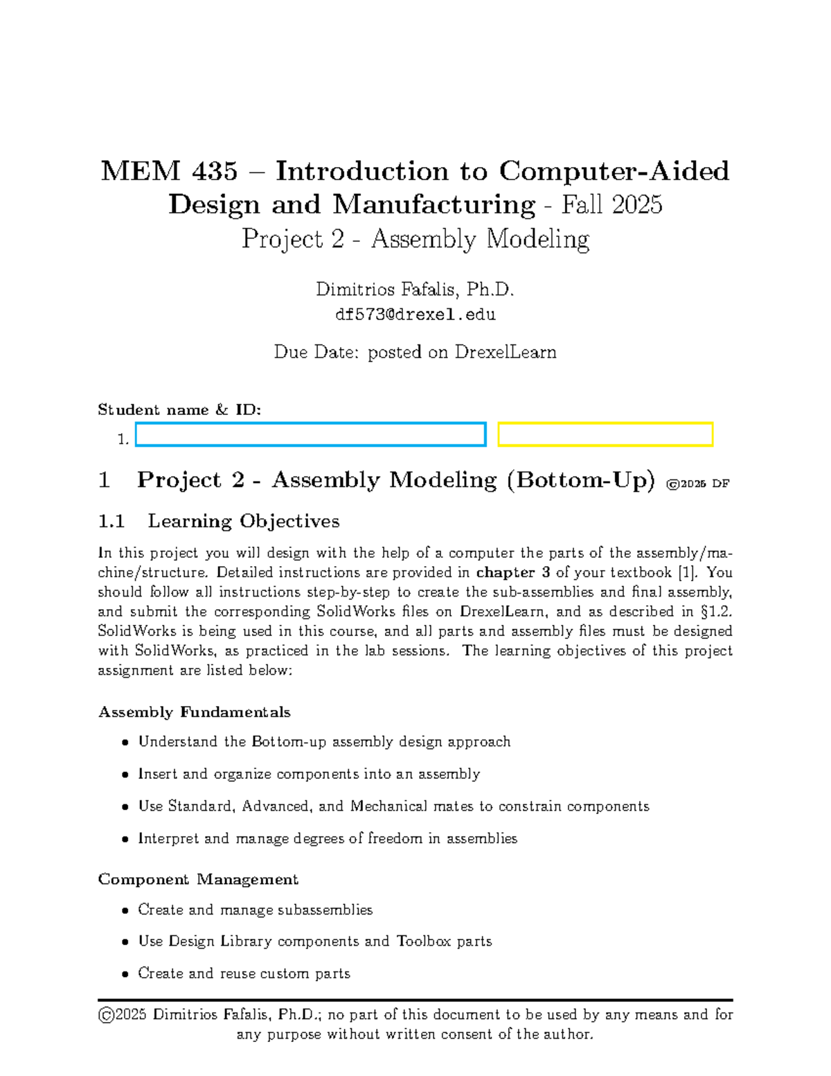 MEM 435 Fall 2025 Project 2: Assembly Modeling Guidelines and ...