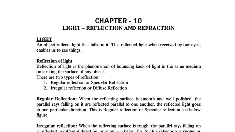 Physics class x reference study material - CHAPTER 10 LIGHT REFLECTION ...