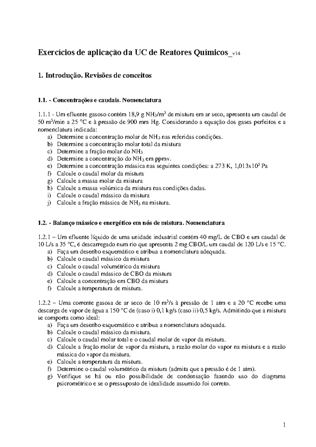 Exercícios de Aplicação - RQB TP RQ v15: Reatores Químicos - Studocu