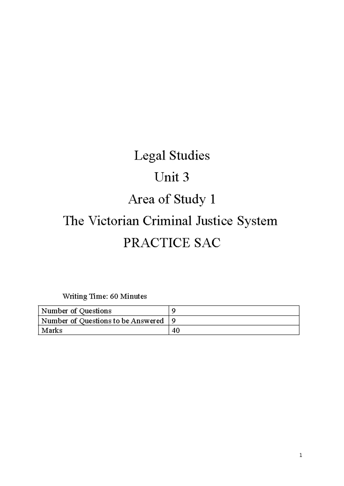 Legal PRAC SAC - Practice SAC for Unit 3- AOS1. - Legal Studies Unit 3 ...