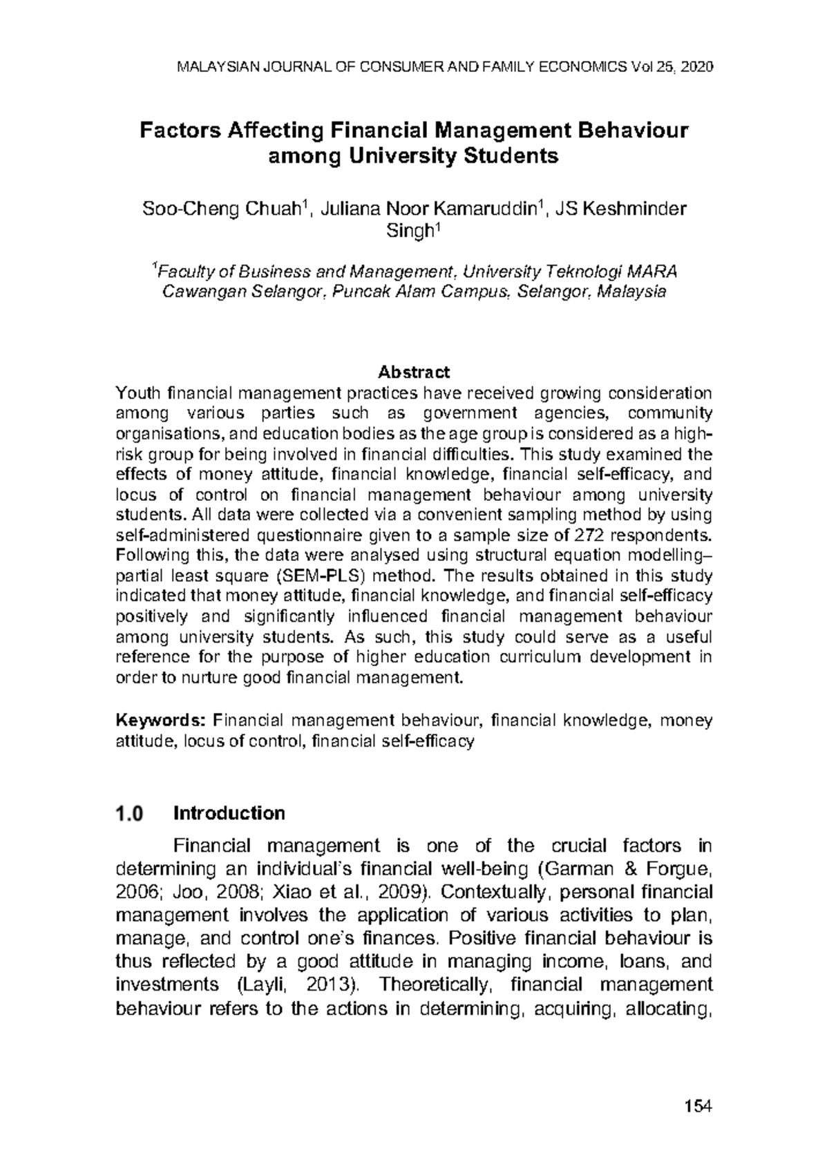 Factors Impacting Financial Management Behaviours Among Uni Students ...
