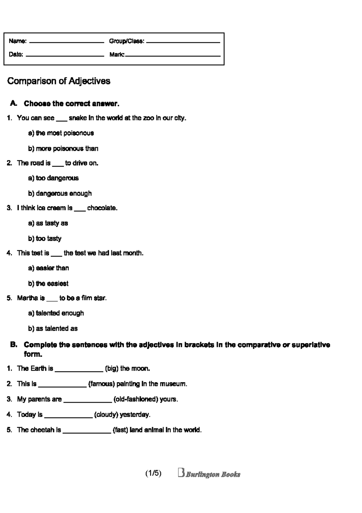 4 ESO English in Use 10 - Repaso de Ejercicios sobre Adjetivos - Studocu
