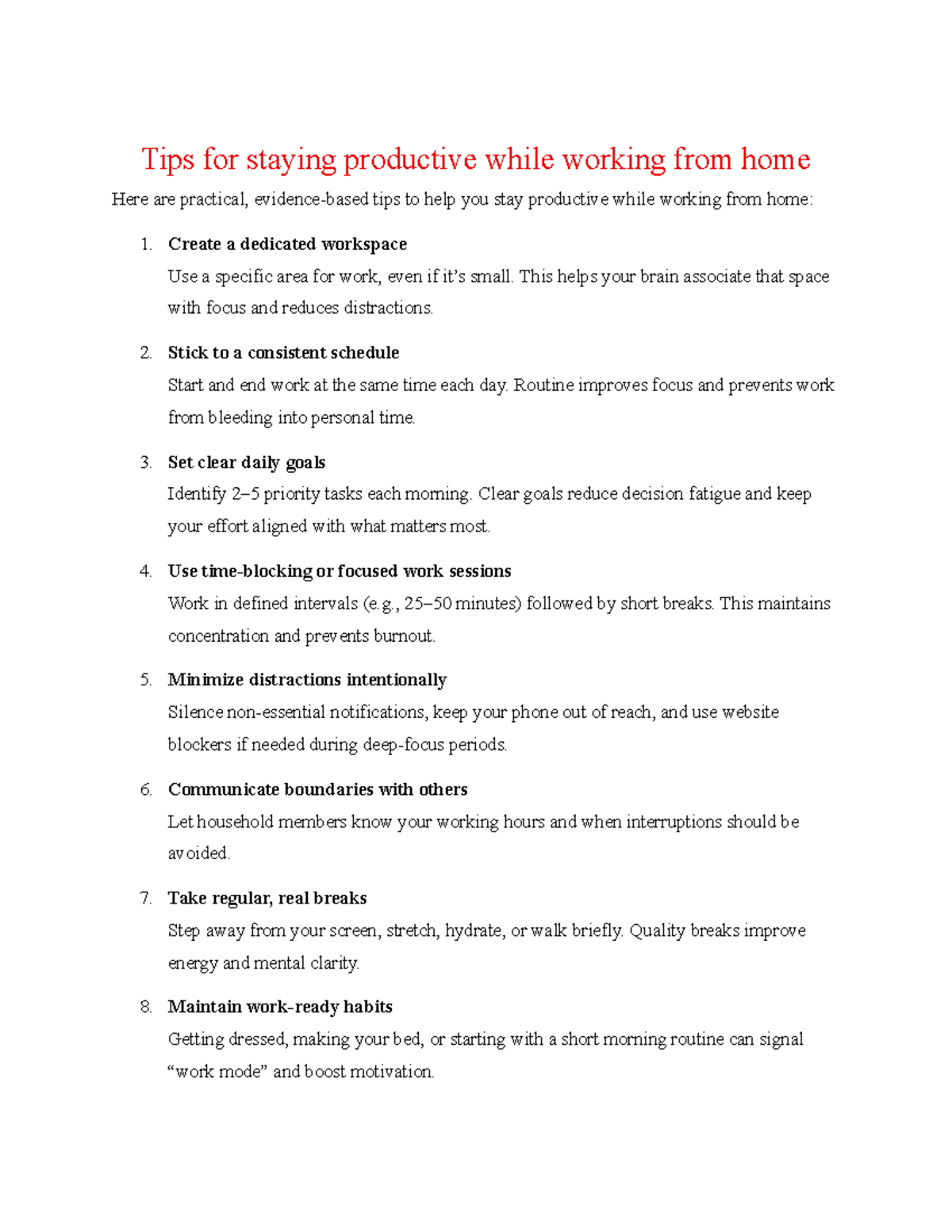 Staying Productive While Working from Home: Practical Tips - Studocu