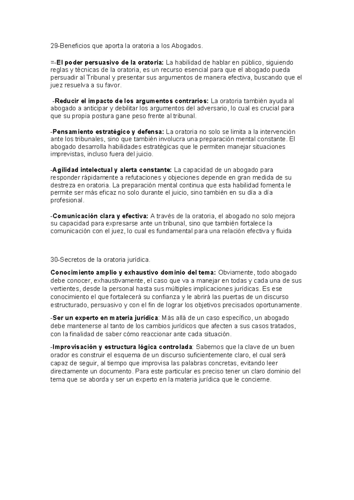 La Oratoria en Abogacía: Persuasión y Estrategia Legal (29y30) - Studocu