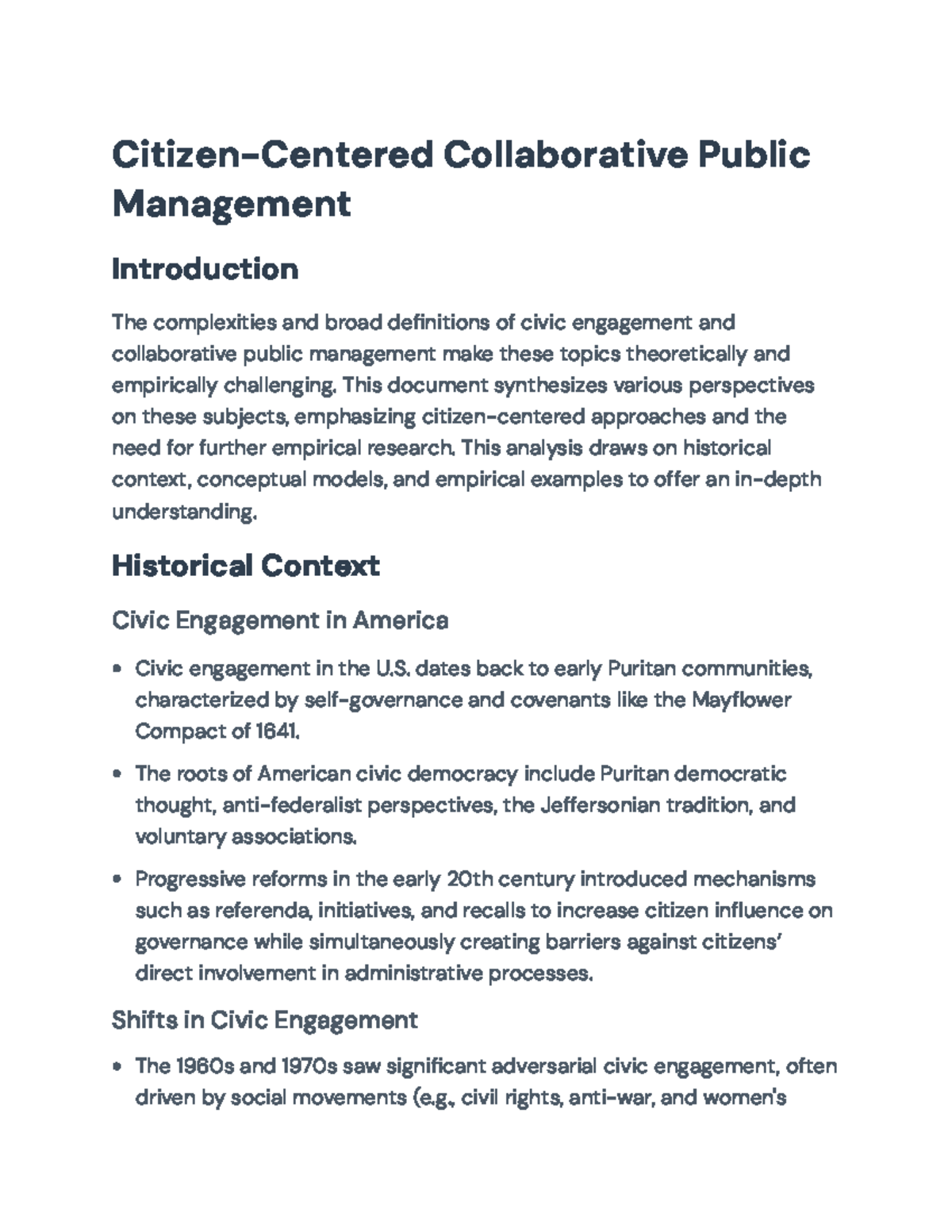 Citizen-Centered Collaborative Public Management: Insights on Civic ...