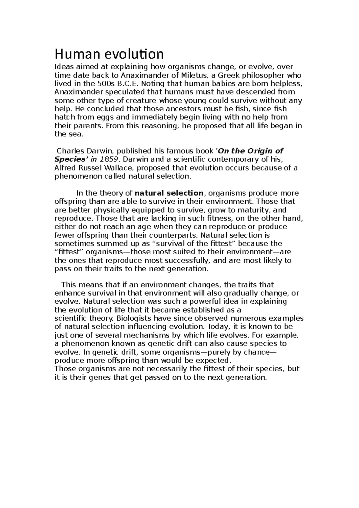 Human evolution - Human evolution Ideas aimed at explaining how ...