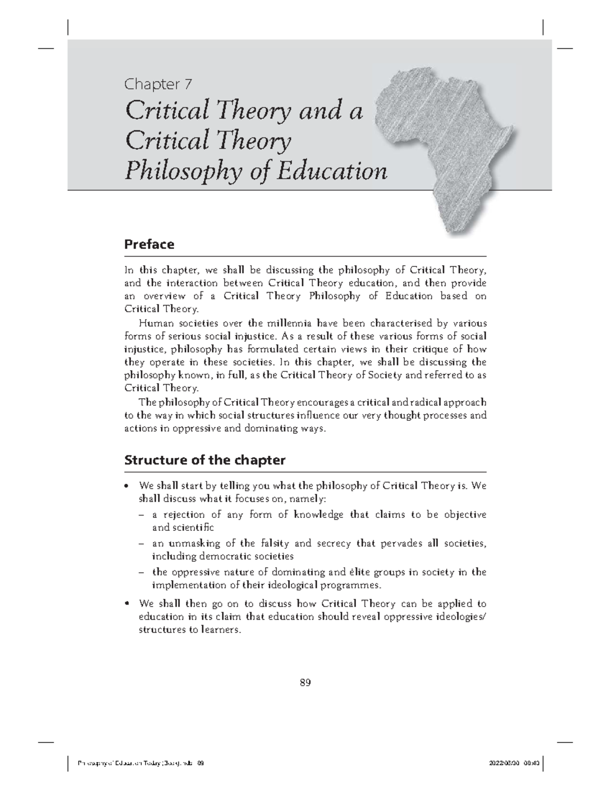 Chapter 7: Critical Theory and Its Philosophy of Education (PHIL ...