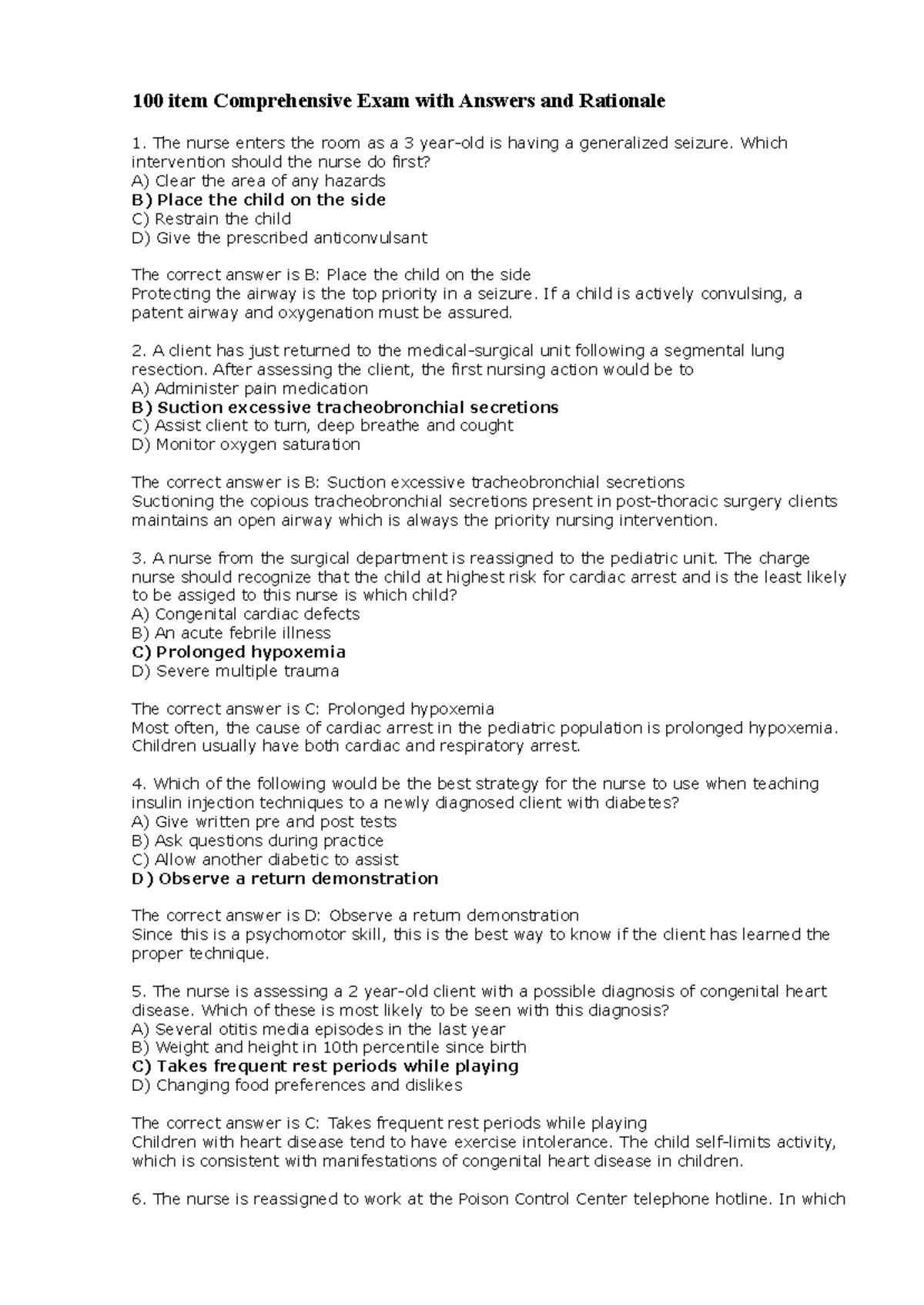 50 item MS practice test with Answers and Rationale - Duffy is adm it t ...