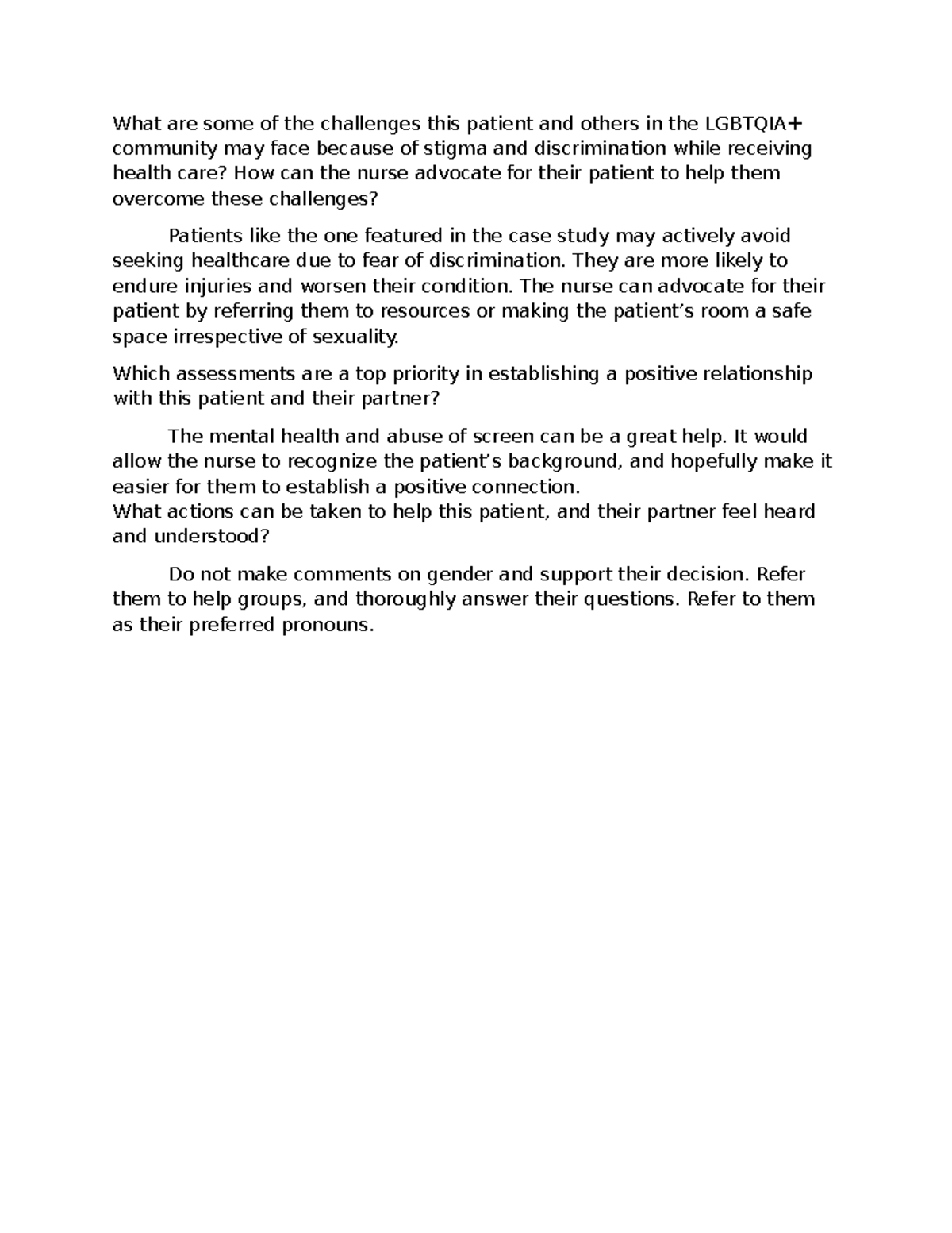 CASE Study Reflection - What are some of the challenges this patient ...