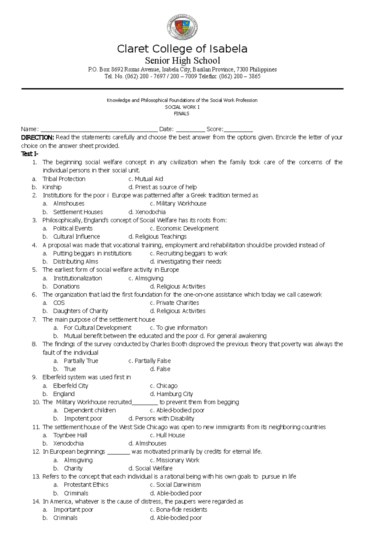 Finals Knowledge and Philosophical Foundations of the Social Work ...