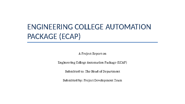 ECAP Project Report: Engineering College Automation Package - Studocu
