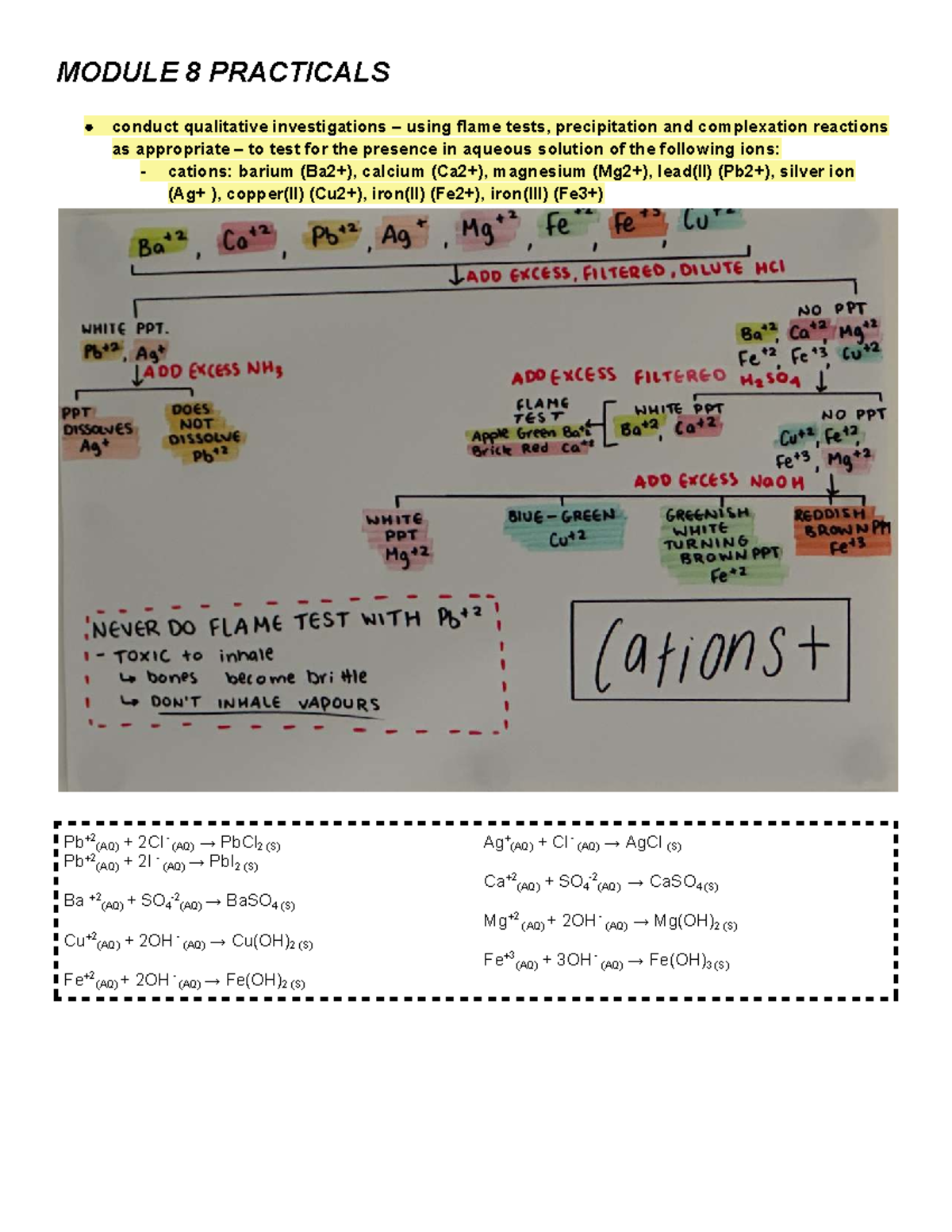 MOD 8 Pracs - Qualitative Investigations in Chemistry HSC - Studocu