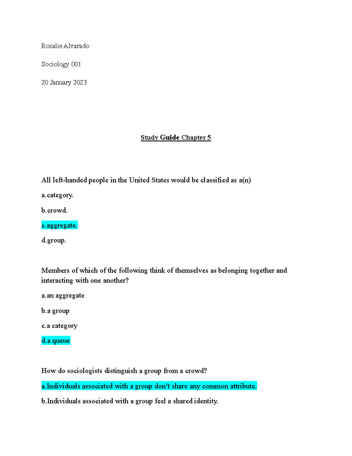 Sociology 001 Study Guide - Chapter 5 Notes and Key Concepts - Studocu