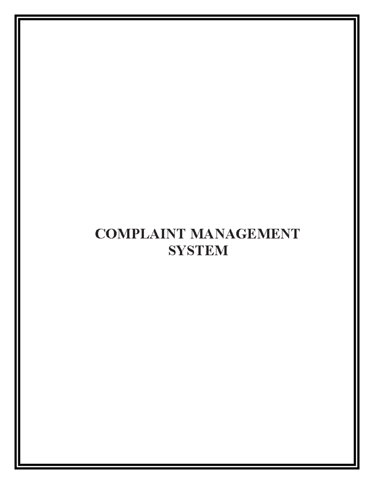 Complaint Management System (CMS) Project Report Overview - Studocu