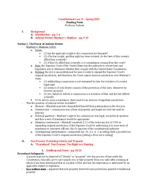 Con Law II Outline - Notes - Application of the Bill of Rights Against ...