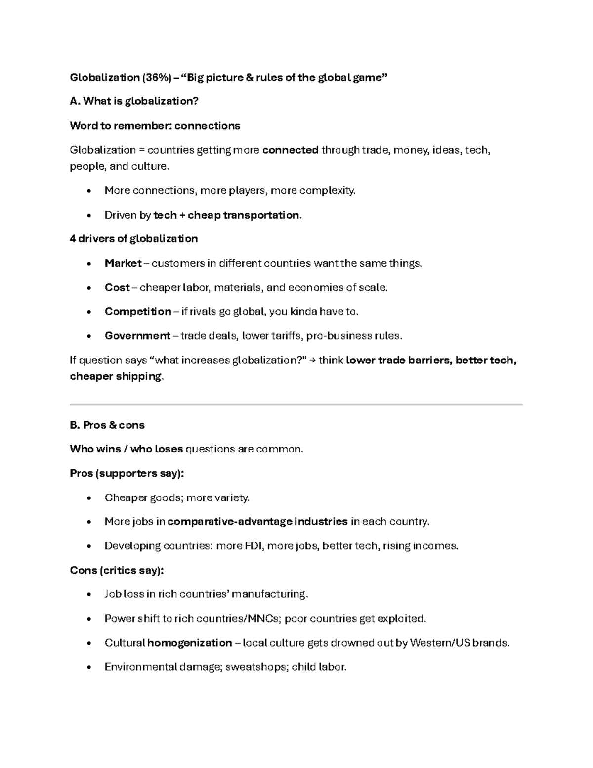 D080 Globalization Study Guide: Key Concepts & Trade Theories - Studocu