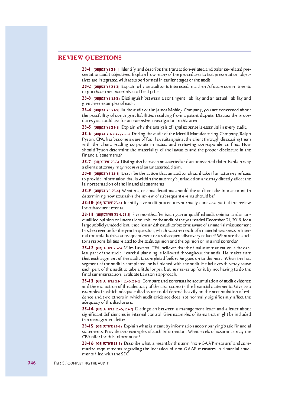 AUD - Tutorial Exercises: Chapter 23 Review Questions and Discussion on ...