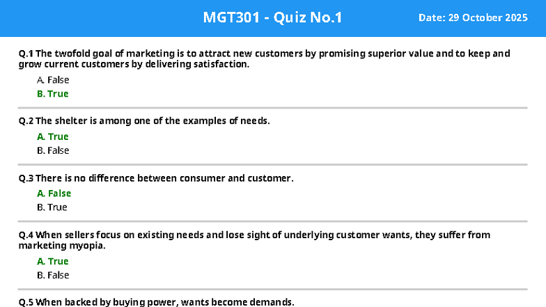 MGT301 Midterm MCQs Study Guide 2025 by Ali Khan - Studocu