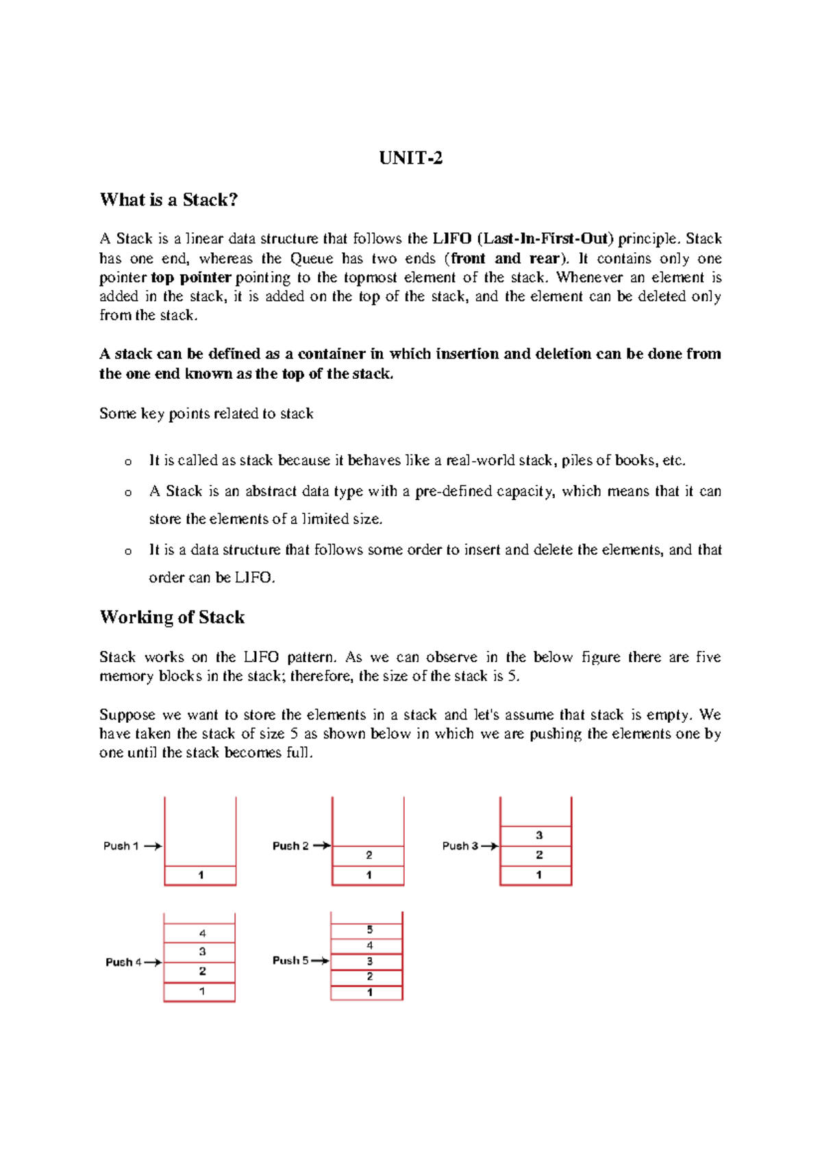DSA 101: Understanding Stacks - Theory Notes - Studocu