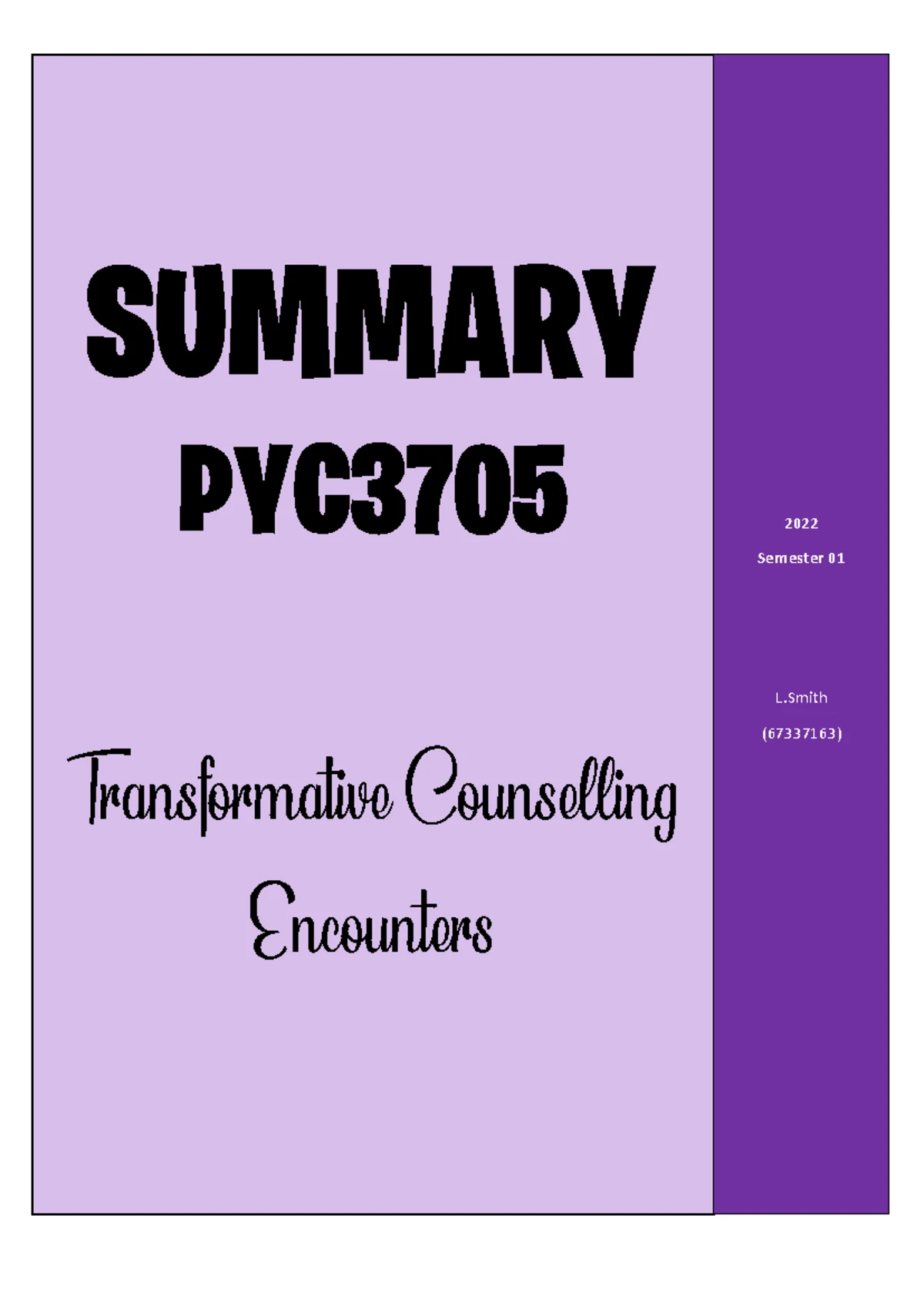 PYC3705 Tutorial Letter 101/3/2024: Transformative Counselling ...