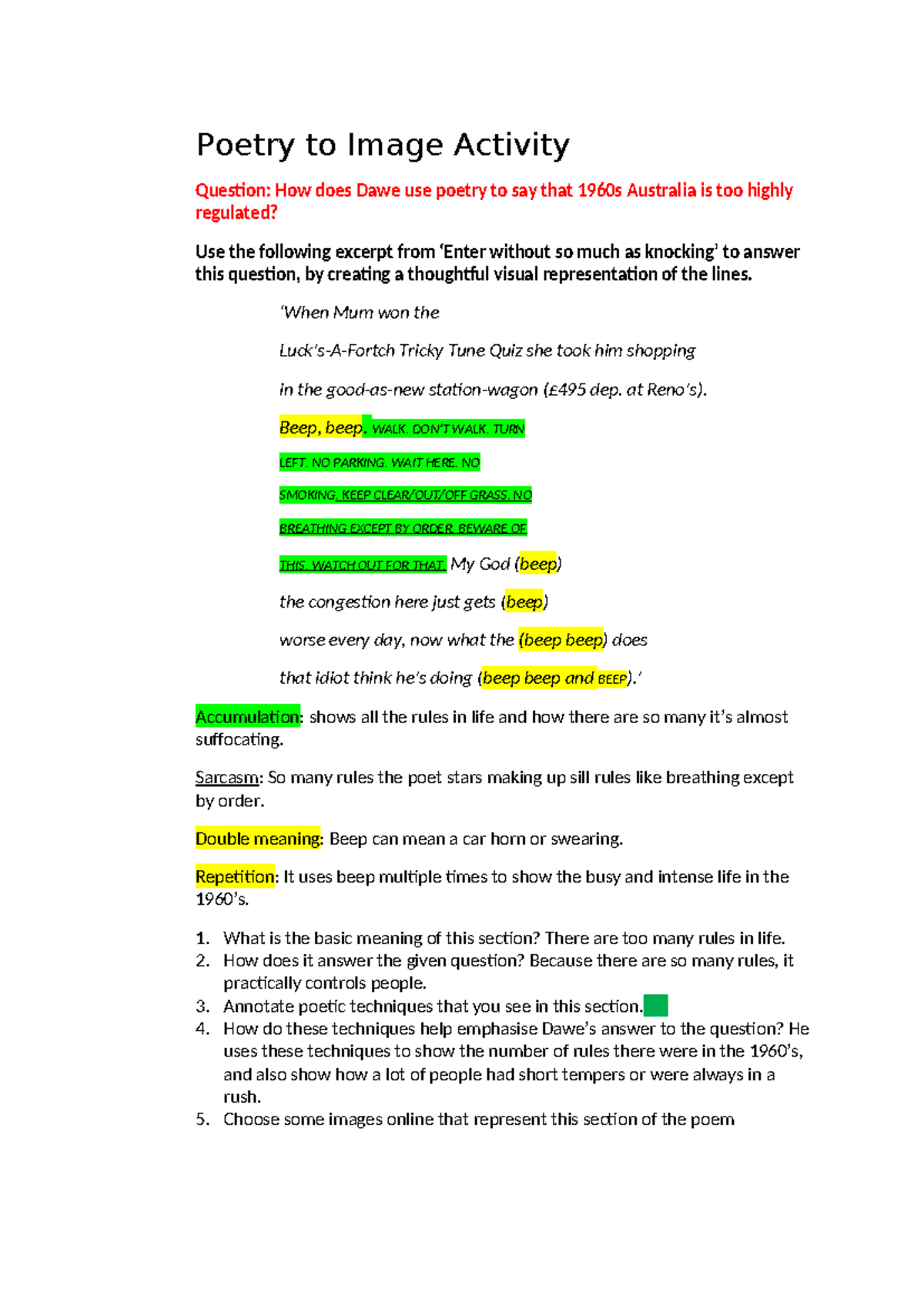 Visual Representation Analysis of 'Enter without so much as knocking ...