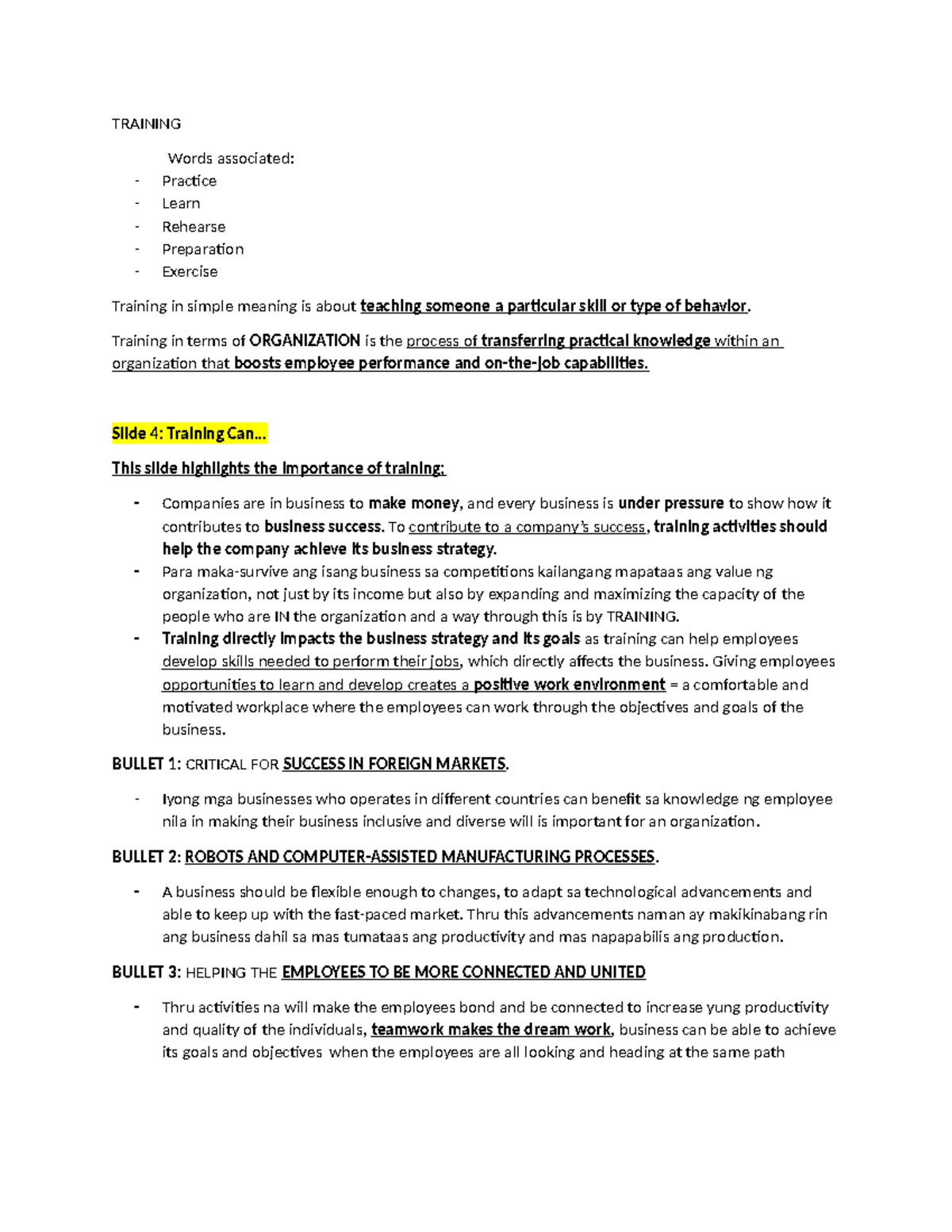 ECO Training - notes - TRAINING Words associated: Practice Learn ...