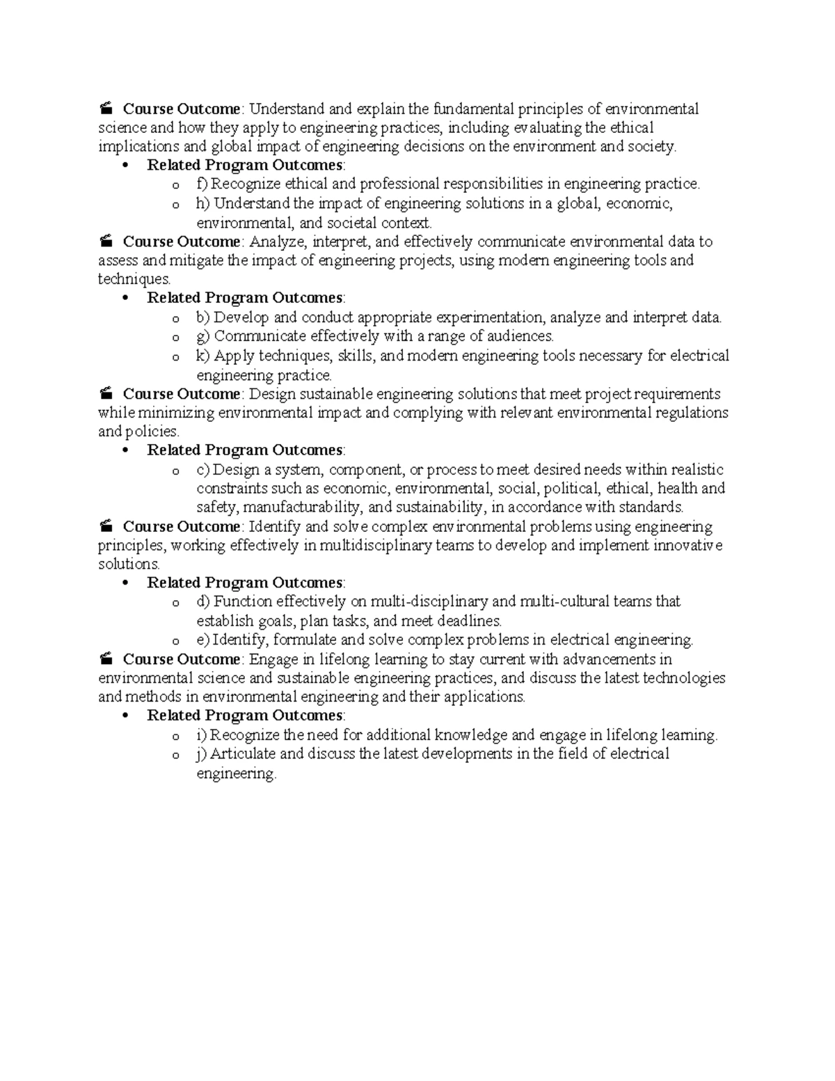 ENGR 101: Intro to Environmental Science and Engineering Principles ...