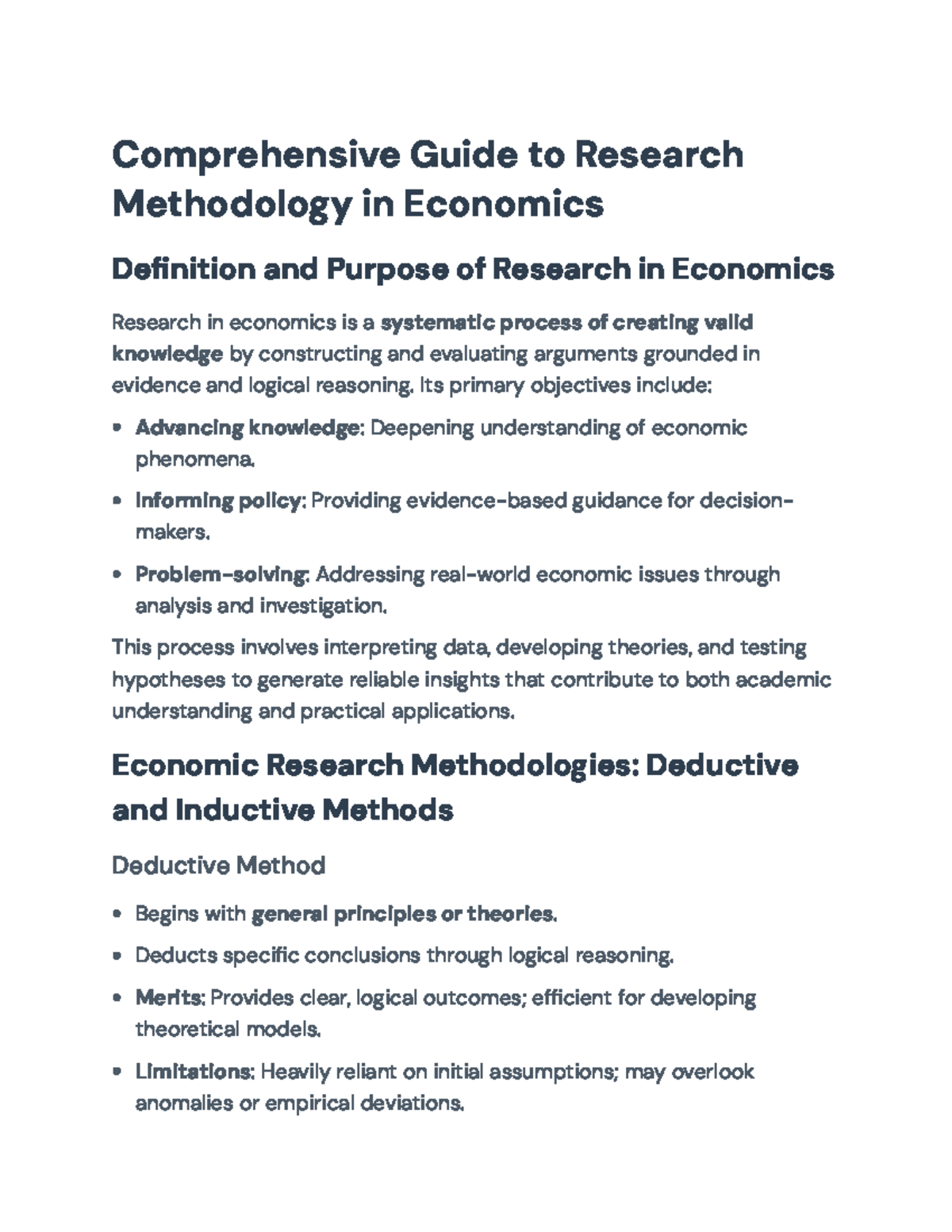 Comprehensive Guide to Research Methodology in Economics (ECO 101 ...