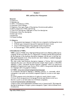 Module 4 - dsd - D i g it al S ys t em D e si g n 18EC 3 4 Dept. ECE ...