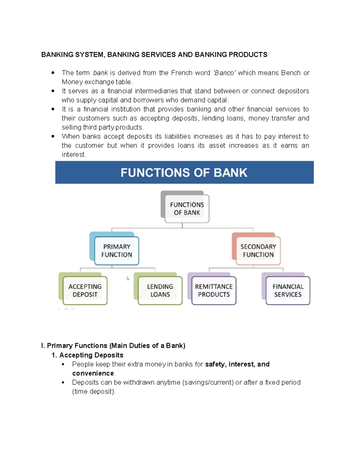 BANKING SYSTEM & SERVICES: An Overview (Week-9 - Financial Market ...