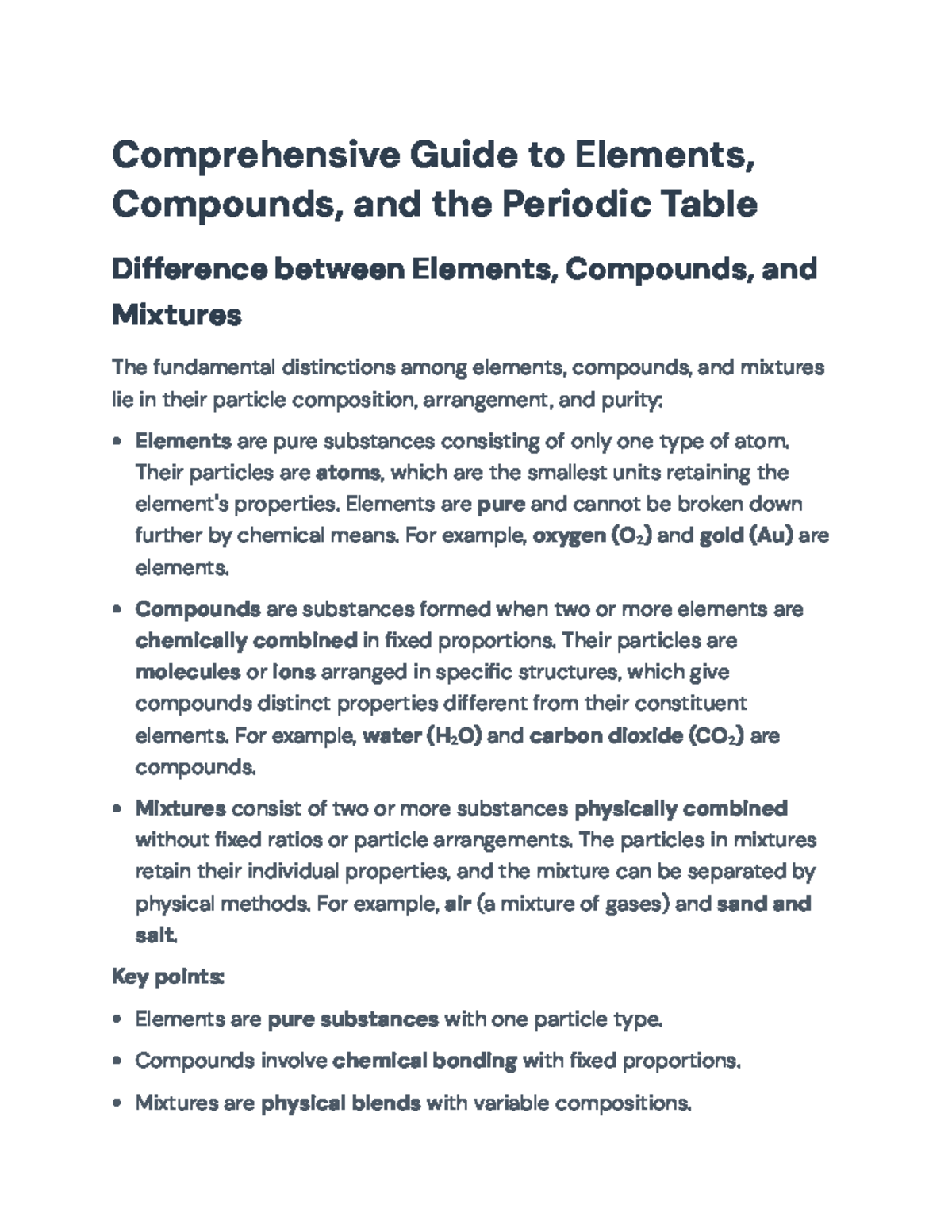 Comprehensive Guide to Elements, Compounds, and Periodic Table (Chem ...