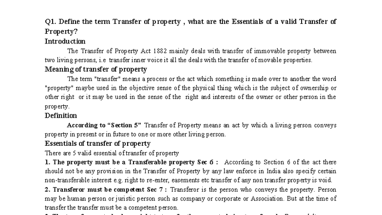 Transfer of Property Act 1882: Essentials & Key Concepts Explained ...