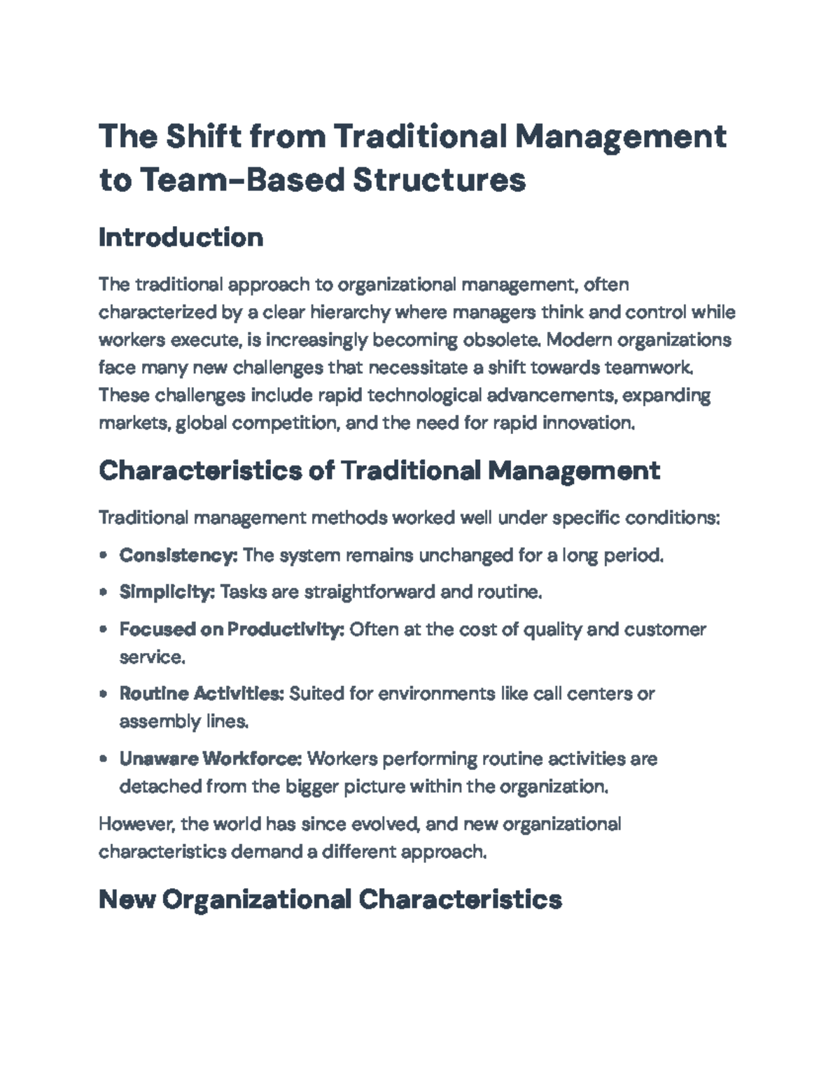 The Shift from Traditional Mgmt to Team-Based Structures: A New Era ...