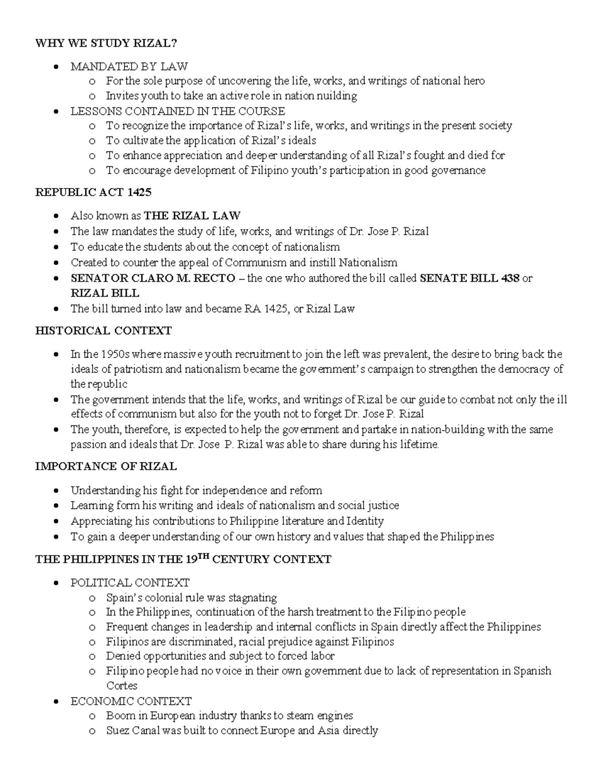 HIS007 Rizal Reviewer: Understanding the Life and Legacy of Jose Rizal ...