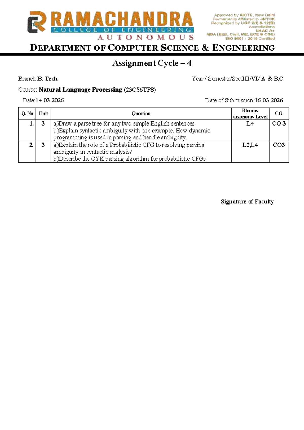 Assignment Cycle-4- Common Pattern - DEPARTMENT OF COMPUTER SCIENCE ...