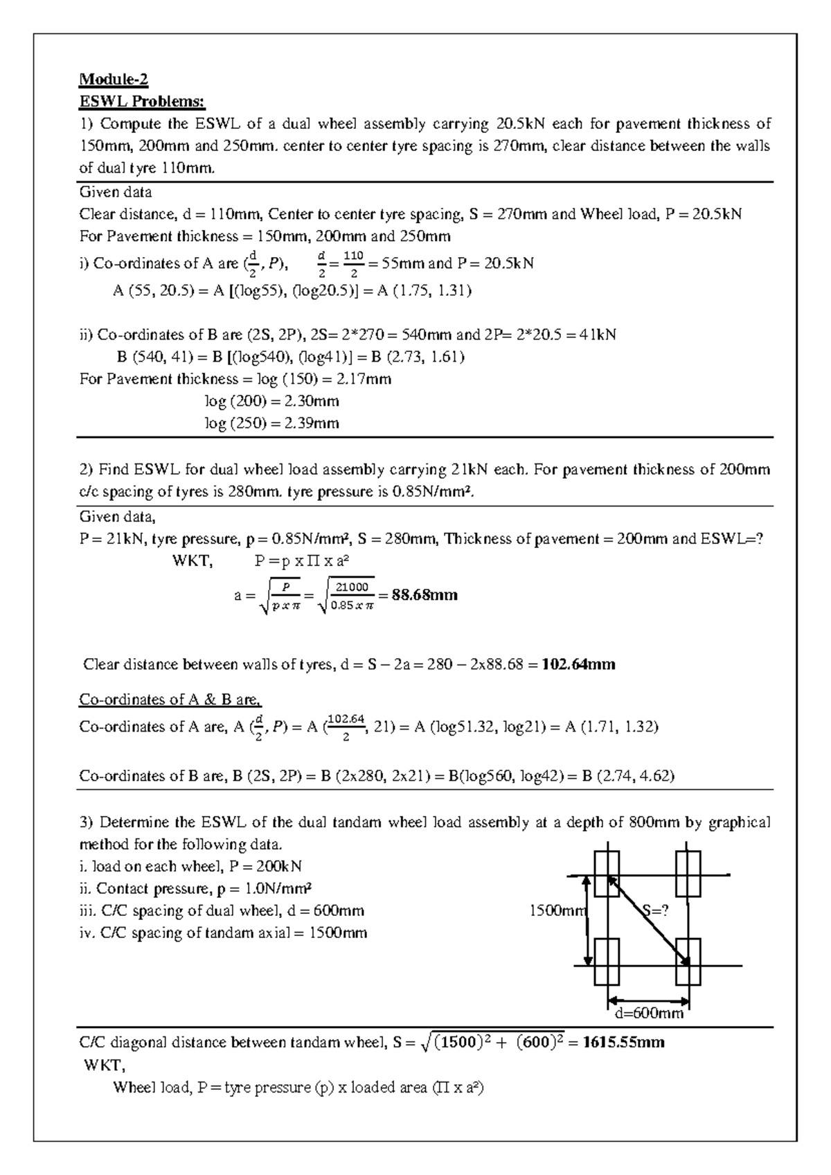 Module-2 Problems PD - Numerical Analysis of ESWL - Document Preview