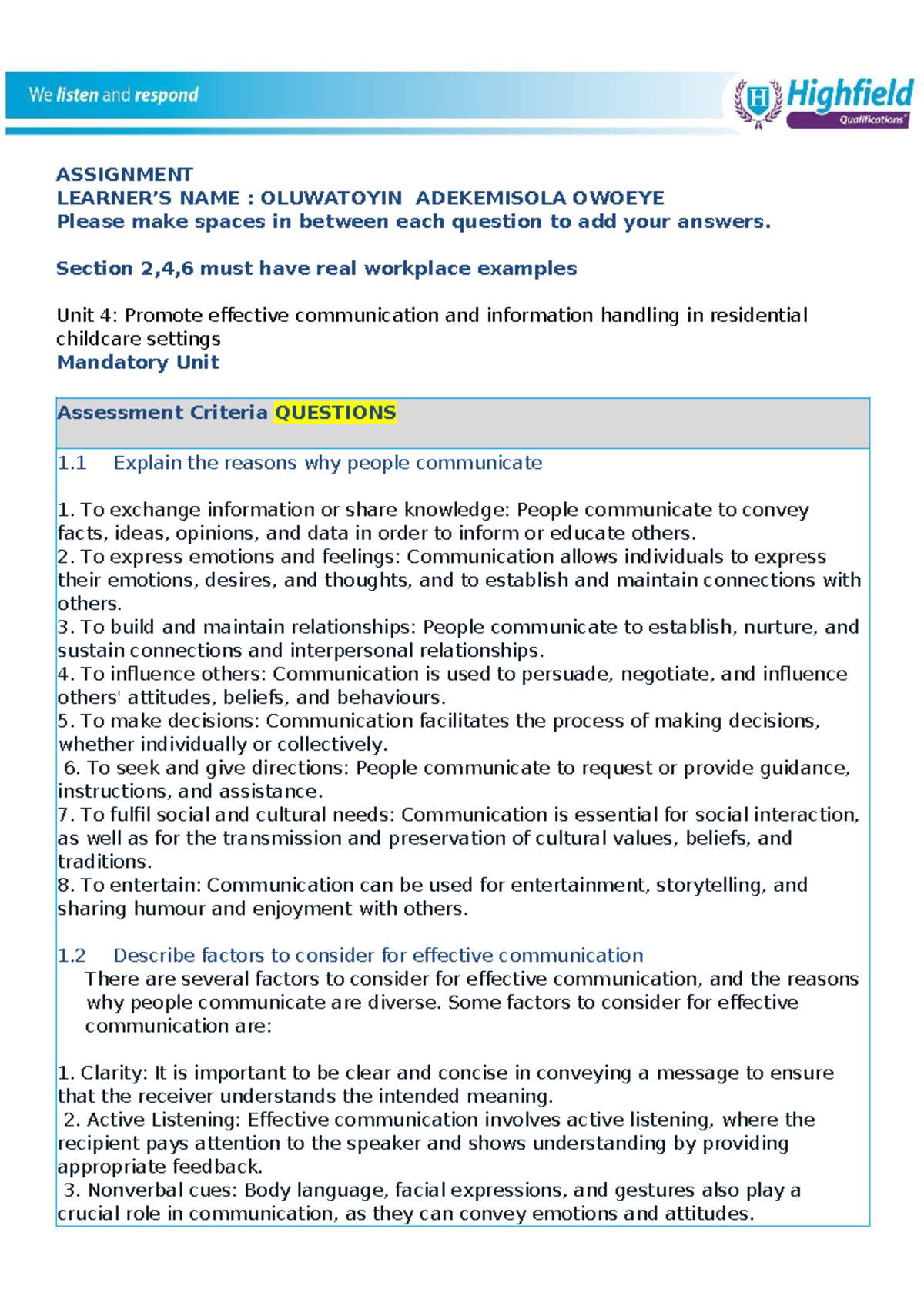 Unit 4: Effective Communication & Info Handling in Residential ...
