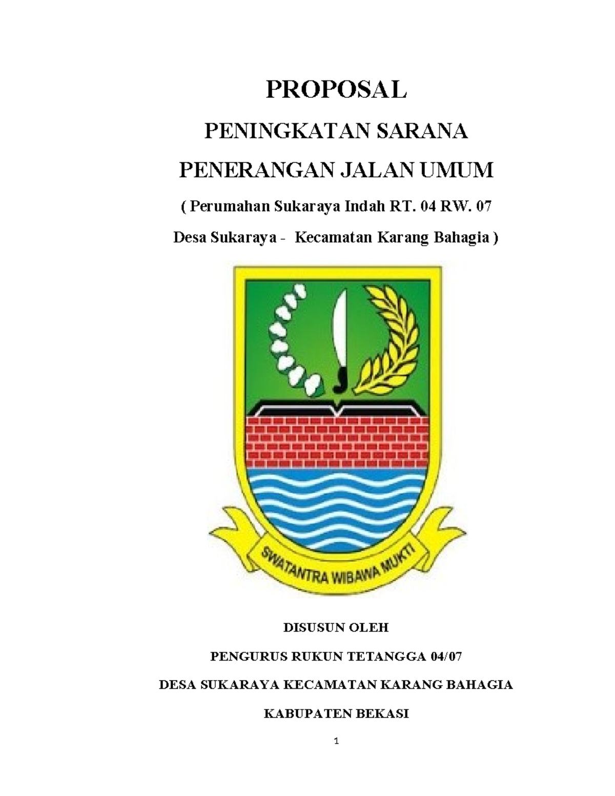 Proposal PJU RT 004 RW 007 untuk Peningkatan Sarana Penerangan Jalan ...