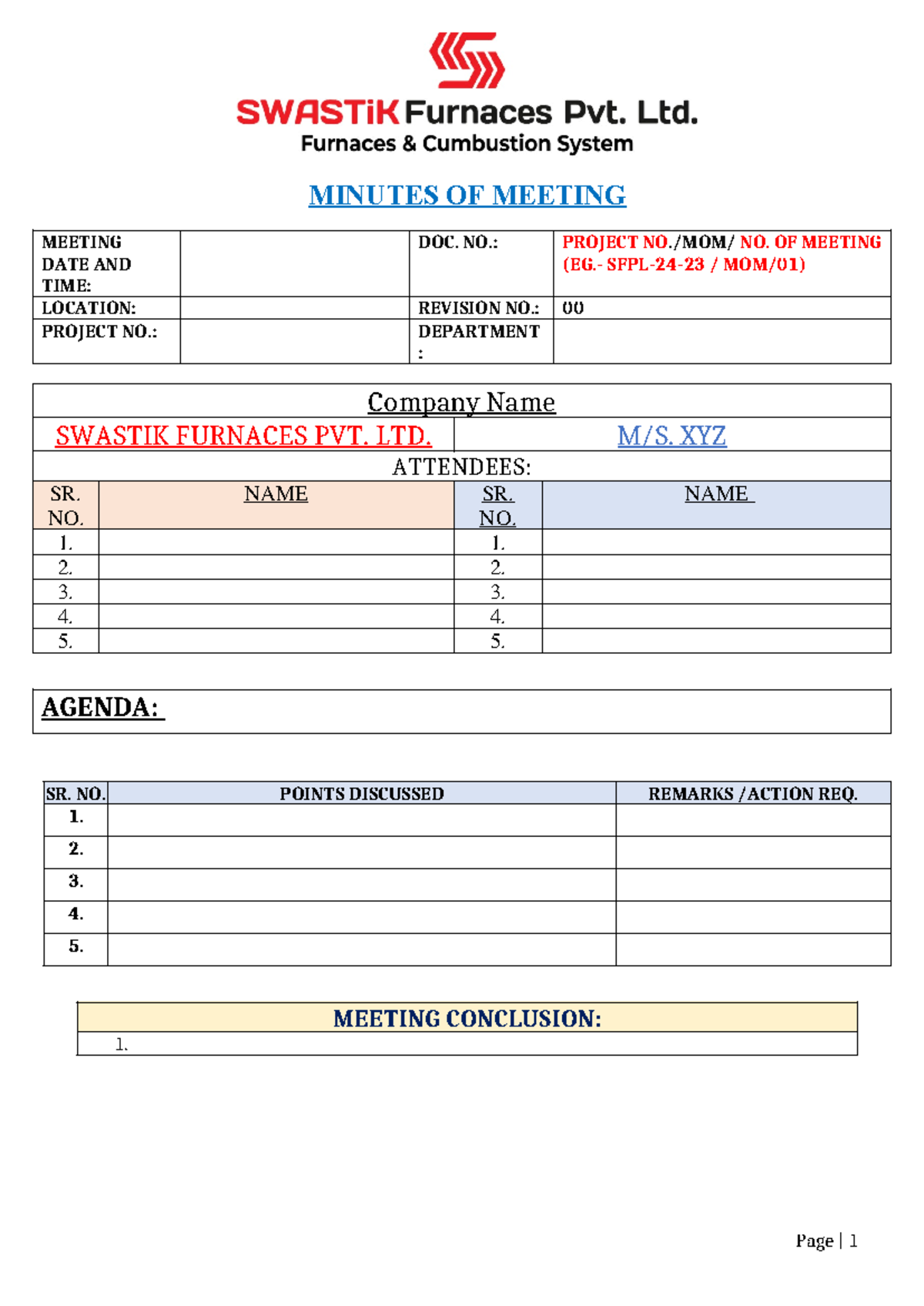 MOM Format - Data of foundation and other principal - MINUTES OF ...