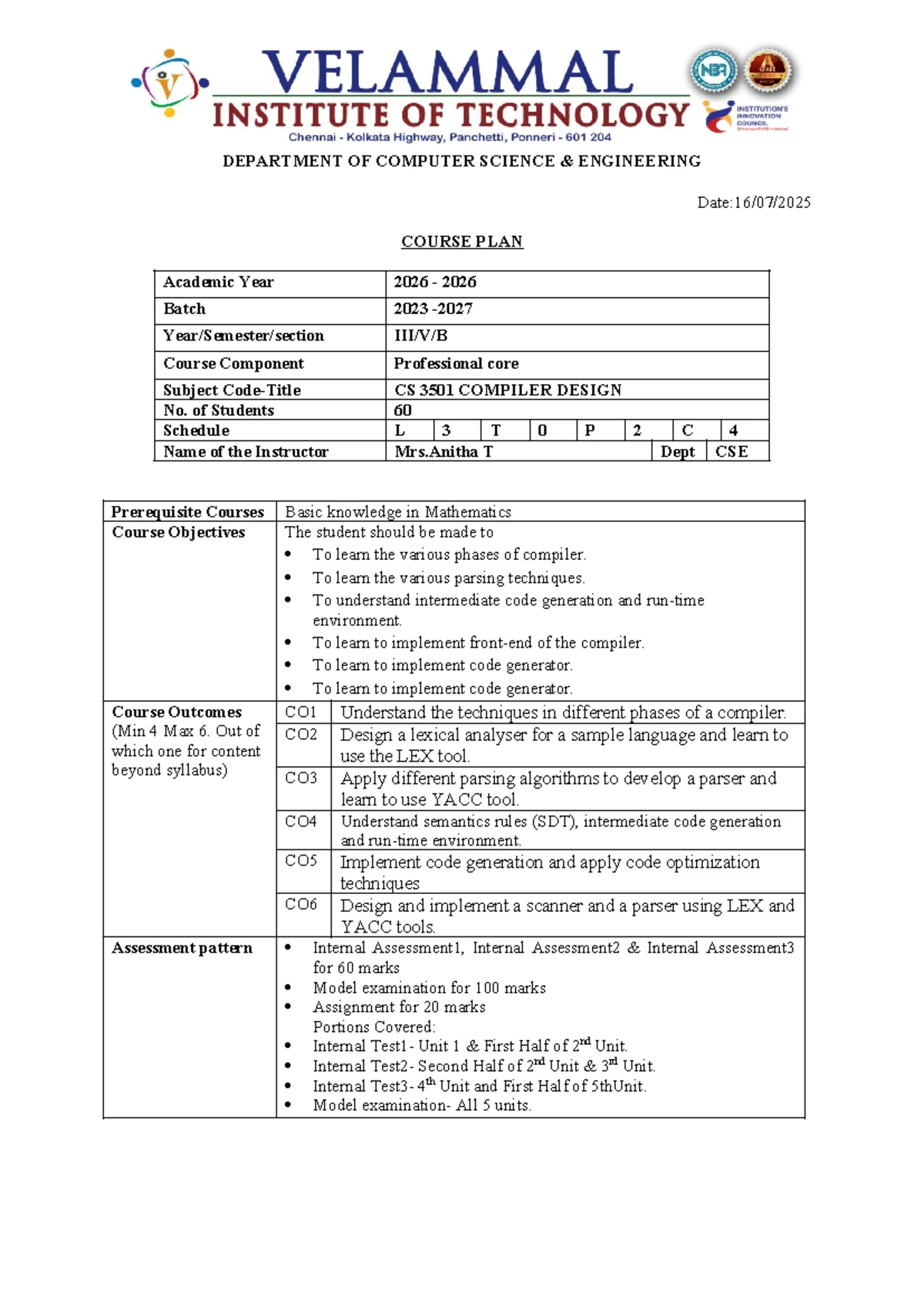 Unit V - Code Optimization Notes (CS101) - Studocu
