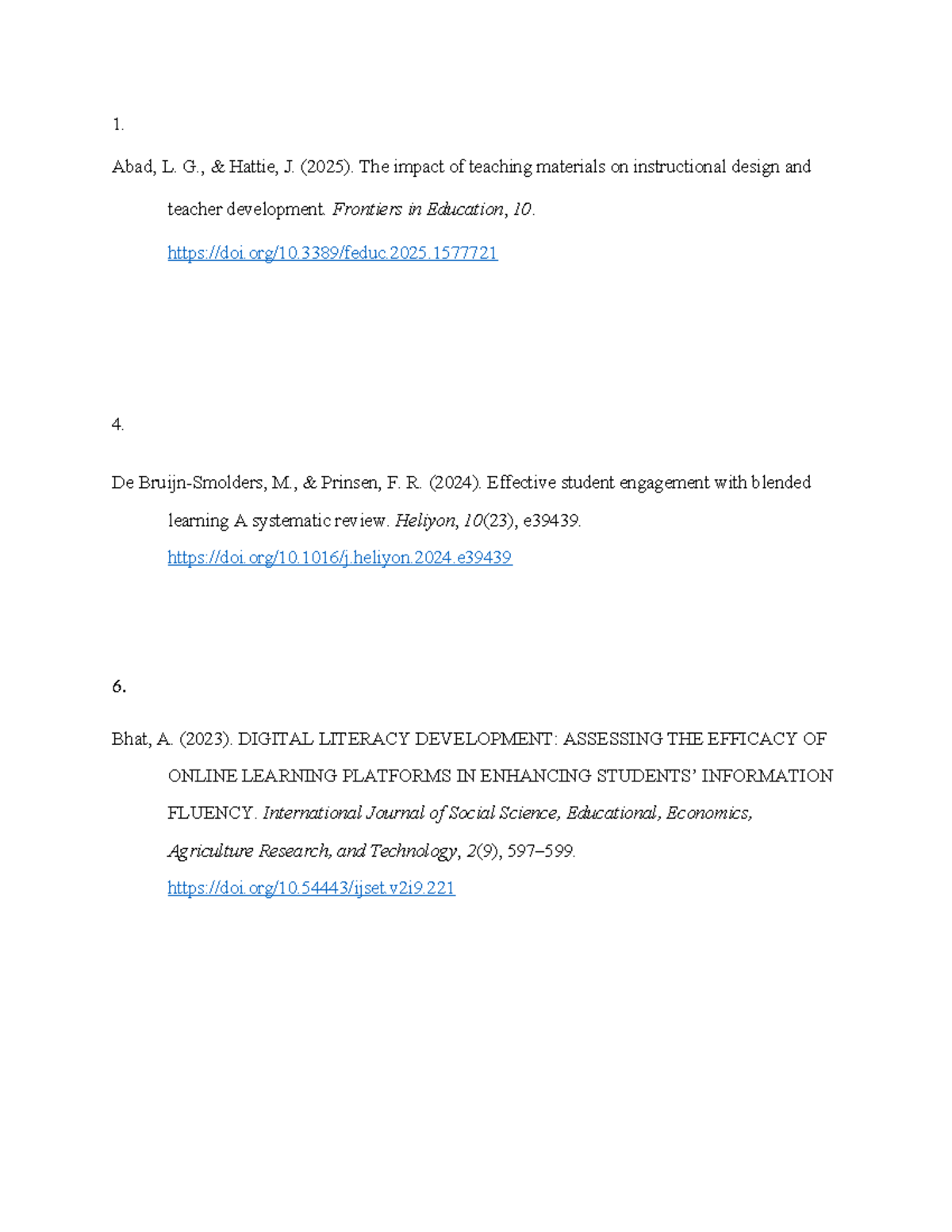 References for Educational Research Studies (1-6) - Studocu