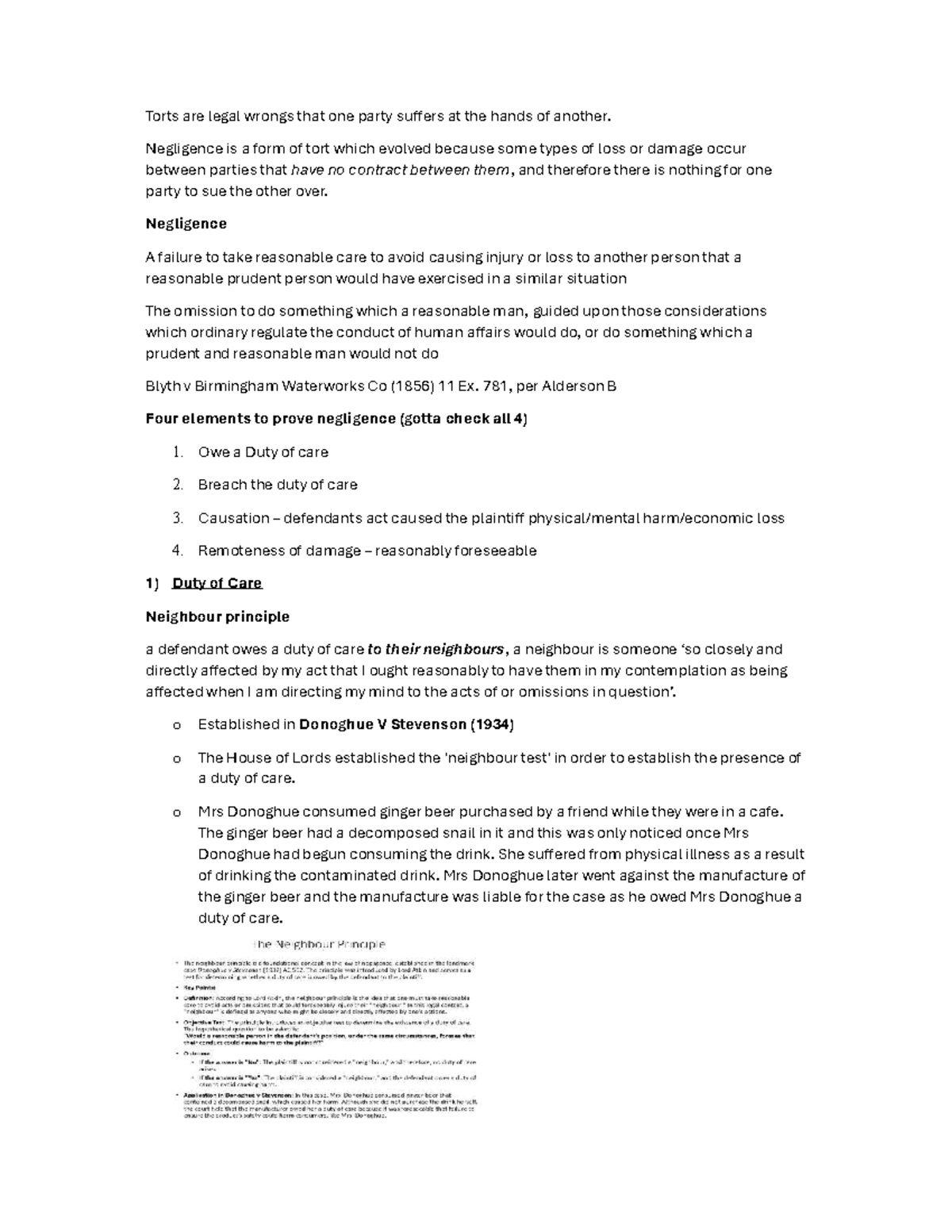Btw 1234 midterm notes on negligence and tort law principles - Studocu