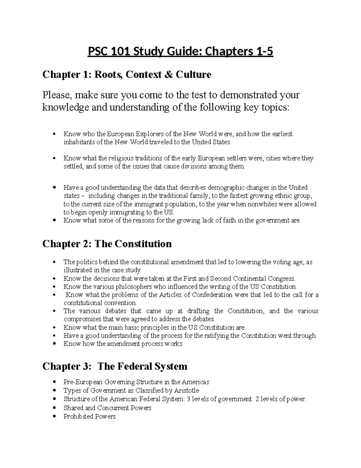 PSC 101 Study Guide: Key Concepts from Chapters 1-5 - Studocu