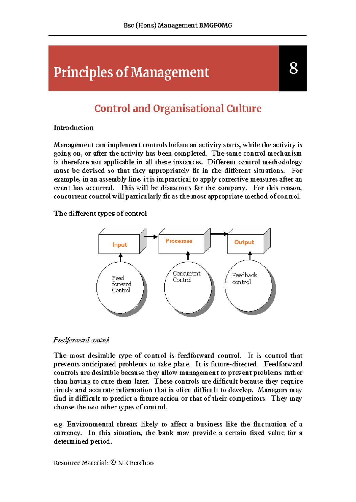 Control Systems and Org Culture in Management (BMGPOMG) - Studocu