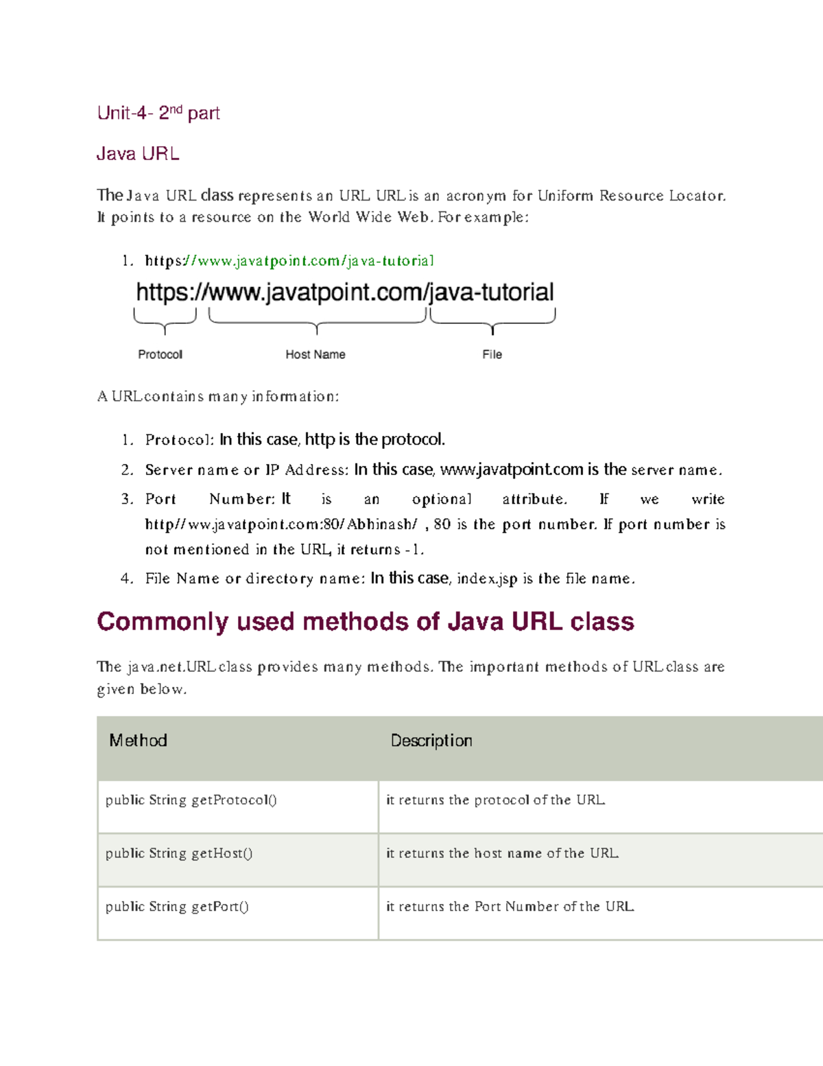 Unit-4 RMI & CORBA Notes: Understanding Java URL & URLConnection - Studocu