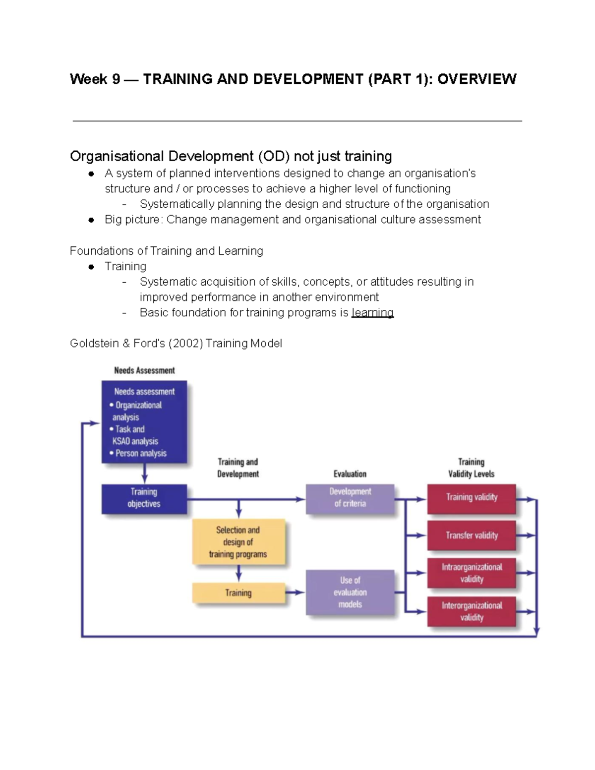 PSYC 3309 (IO Psychology) Part 3 - Week 9 — TRAINING AND DEVELOPMENT ...