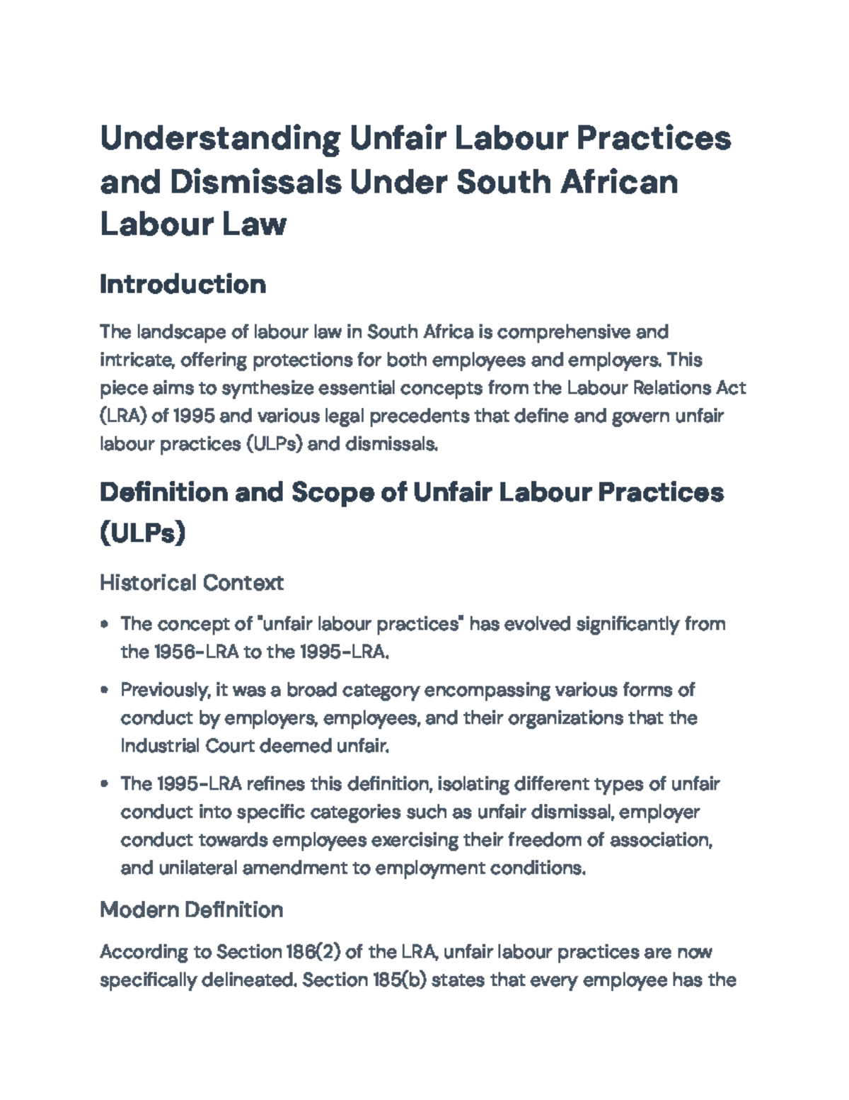 Understanding Unfair Labour Practices & Dismissals in SA Labour Law ...